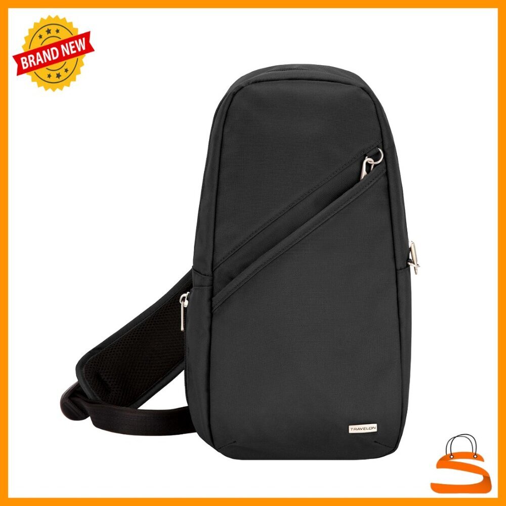 Anti-Theft Sling Bag with RFID Blocking, Slash-Resistant Polyester Travel